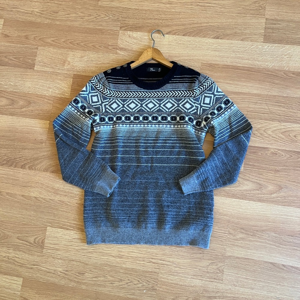 Neve Merino Lambswool Angora Fair Isle Après Ski Sweater XL Skiing Winter Layer